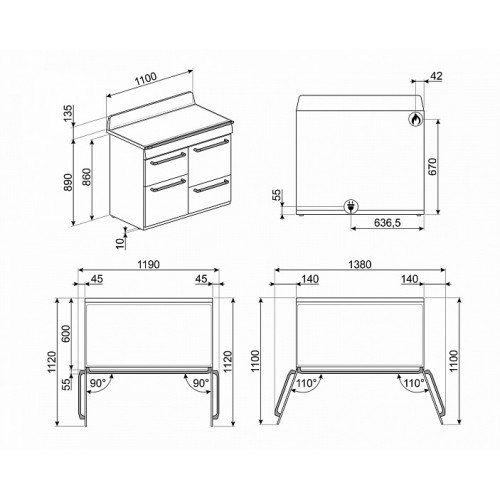 Варочный центр SMEG TR4110GR