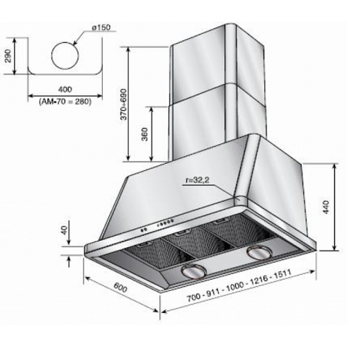 Вытяжка ILVE AM-100/RB