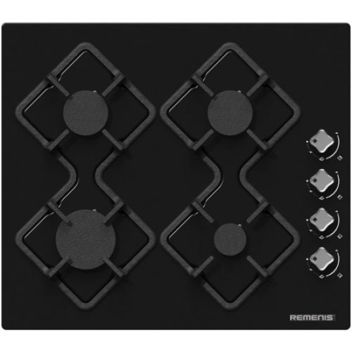 Встраиваемая газовая варочная панель Remenis REM-2150 black side