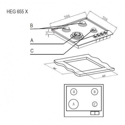 Газовая варочная панель Evelux HEG 655 X