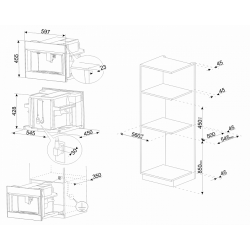 Встраиваемая кофемашина SMEG CMS4104S