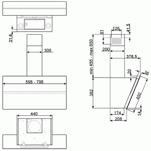 Вытяжка SMEG KCV80BE2