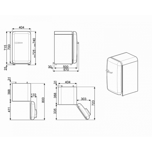 Минибар SMEG FAB5ROR3