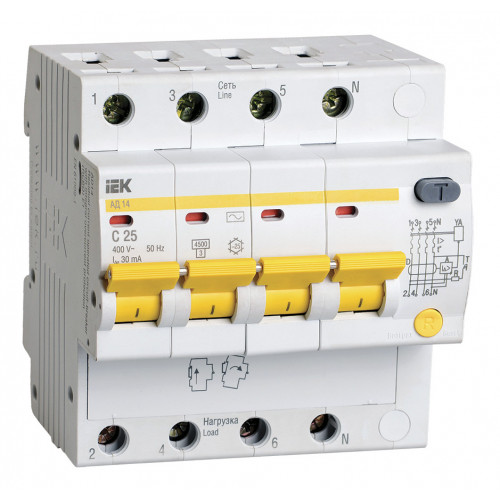 Выключатель дифференциальный IEK MAD10-4-025-C-030