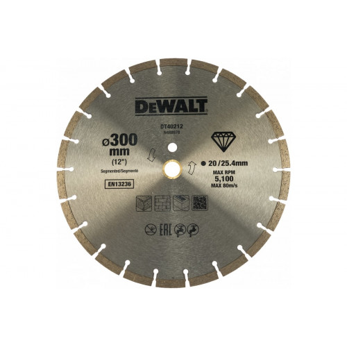 Круг алмазный DeWalt сегментированный универсальный 300x25.4/20мм DT40212
