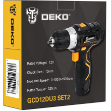 Дрель-шуруповерт Deko GCD12DU3 Set 2 (063-4146)