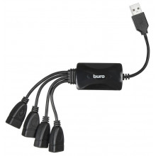 Разветвитель USB 2.0 Buro BU-HUB4-0.3-U2.0 Splitter черный
