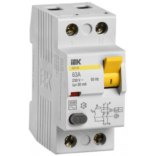 Выключатель дифференциального тока IEK MDV10-2-063-030