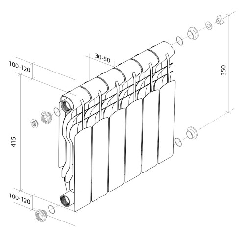 Радиатор отопления Royal Thermo Revolution Bimetall 350 x 8