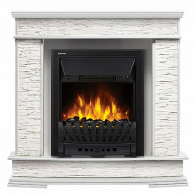Портал каминный Firelight Scala Classic камень сланец скалистый белый, шпон белый дуб