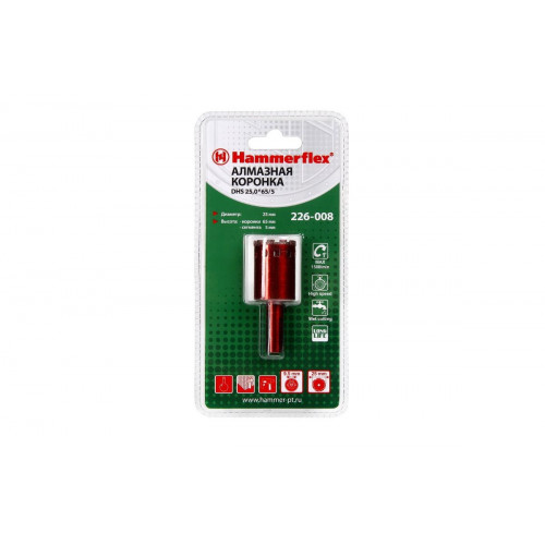 Алмазная коронка Hammer Flex DHS 25,0*65/5 A3 60Р (226-008)