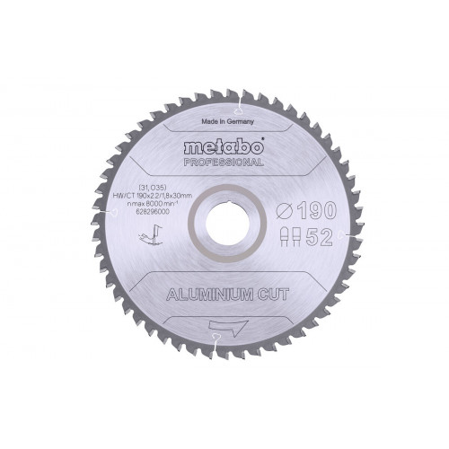 Диск пильный по металлу Metabo 190x30 52FZ/TZ 5°neg (628296000)