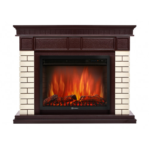 Портал каминный Firelight Bricks 30 бежевый/темный дуб