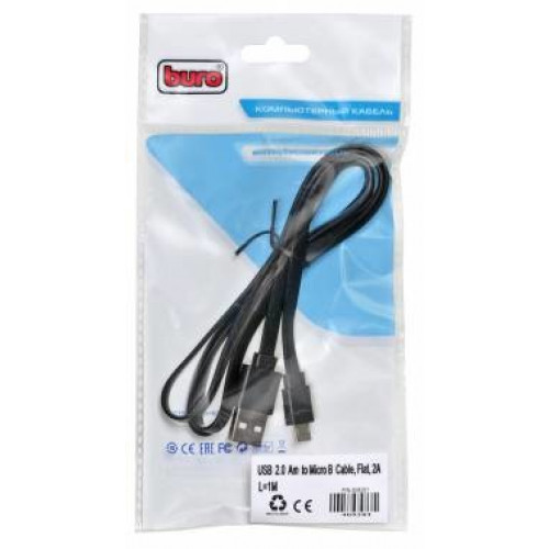 Кабель Buro BHP MICROUSB 1M FLAT черный