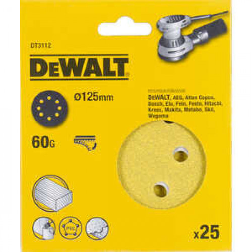 Шлифкруг DeWalt 125мм К60 25шт (DT 3112)