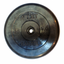 Диск обрезиненный MB Barbell d 26 мм чёрный 25,0 кг Atlet MB-AtletB26-25