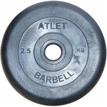 Диск обрезиненный MB Barbell Диск обрезиненный d 31 мм чёрный 2,5 кг Atlet