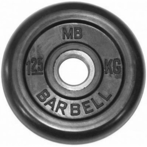 Диск обрезиненный MB Barbell Диск обрезиненный d 31 мм чёрный 1,25 кг