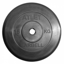 Диск обрезиненный MB Barbell Диск обрезиненный d 31 мм чёрный 15,0 кг Atlet