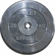 Диск обрезиненный MB Barbell Диск обрезиненный d 26 мм чёрный 20,0 кг Atlet