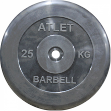 Диск обрезиненный MB Barbell d 31 мм чёрный 25,0 кг Atlet MB-AtletB31-25