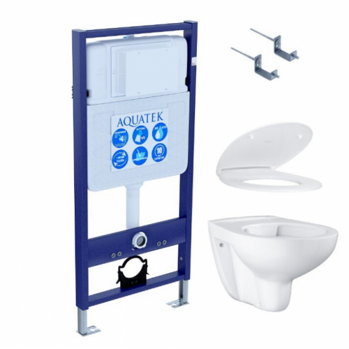 Комплект 4 в 1 AQUATEK SET Aquatek + Grohe (рама Standard INS-0000012 с крепежом KDI-0000002+Grohe Bau Ceramic унитаз 39427000 с сиденьем 39493000)