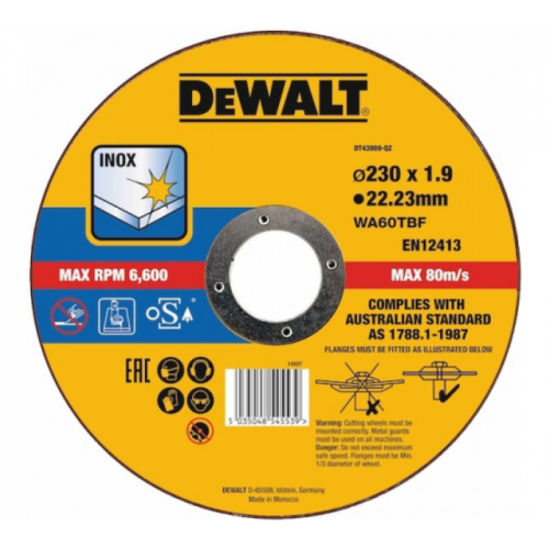 Круг отрезной DeWalt 230х22.2x 1.9mm Inox DT43909-QZ