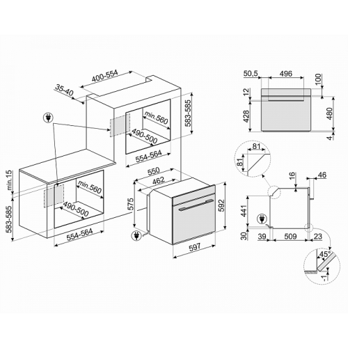 Встраиваемый электрический духовой шкаф Smeg SFP6104WTPN