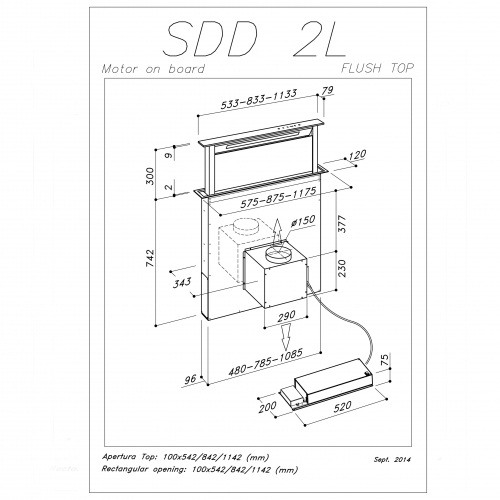 Вытяжка SIRIUS SDD2 L EM IX LED 90