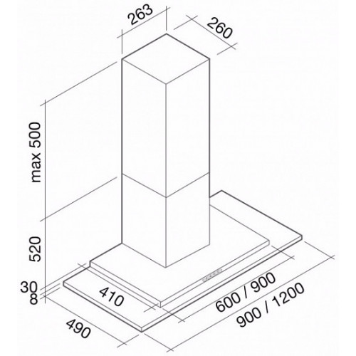 Вытяжка FALMEC kristal top parete 120 ix/glass (800)