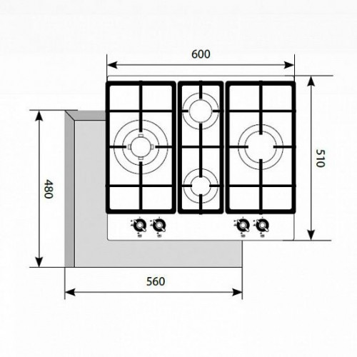 Газовая панель Lex GVE 6043C iv light