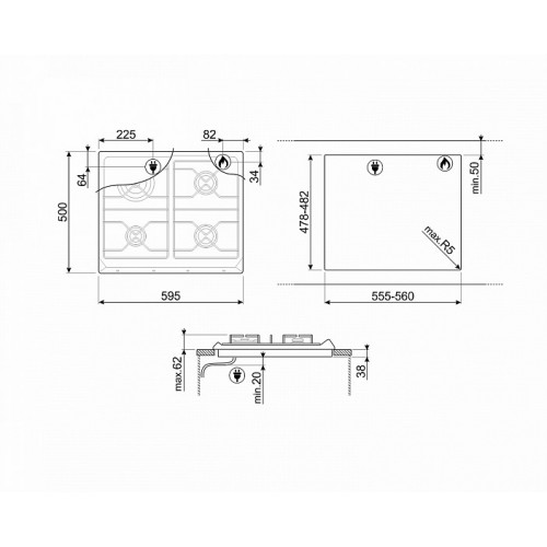 Газовая поверхность SMEG sr964bgh