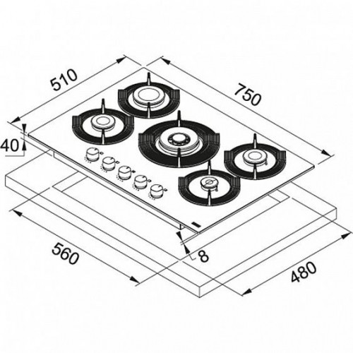 Газовая варочная поверхность FRANKE FHMF 755 4G DC C LG  (106.0541.756 )