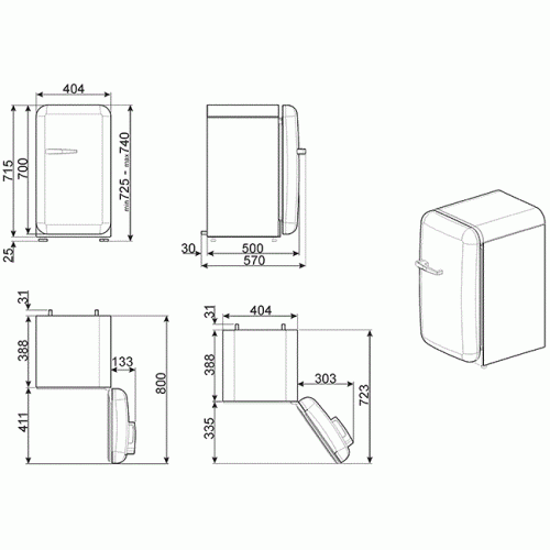 Минибар SMEG FAB5RWH3