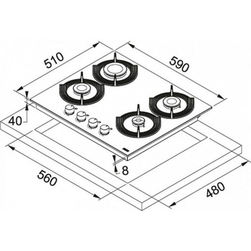 Газовая варочная поверхность FRANKE FHMF 604 4G C BK 43 (106.0541.748 )