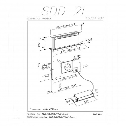 Вытяжка SIRIUS SDD2 L TC EM 60