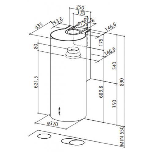 Вытяжка FABER 110.0332.307 FABER CYLINDRA/2 EV8 2EL XH890